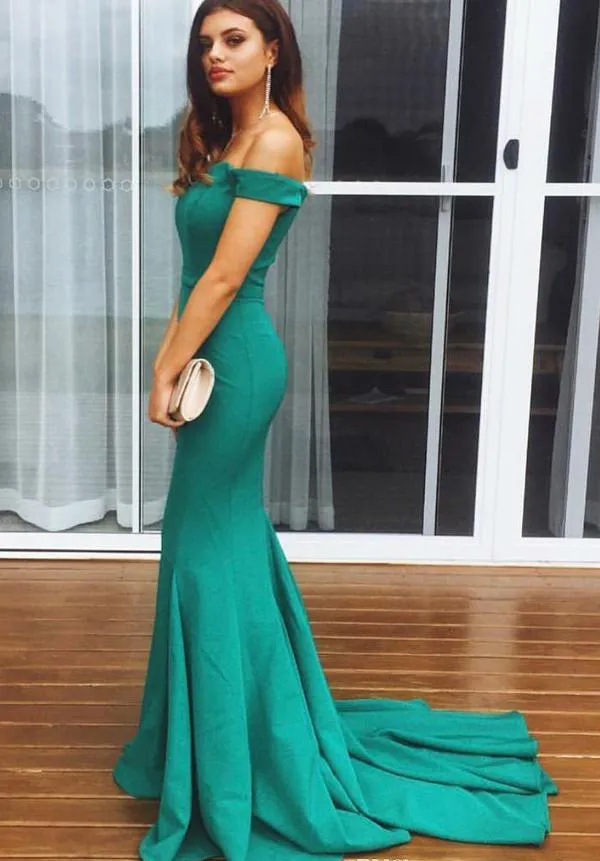 2019 Mermaid Evening Dress Hunter Green Off Shoulder... From Linda_wedding,  $119.68 | DHgate.Com
