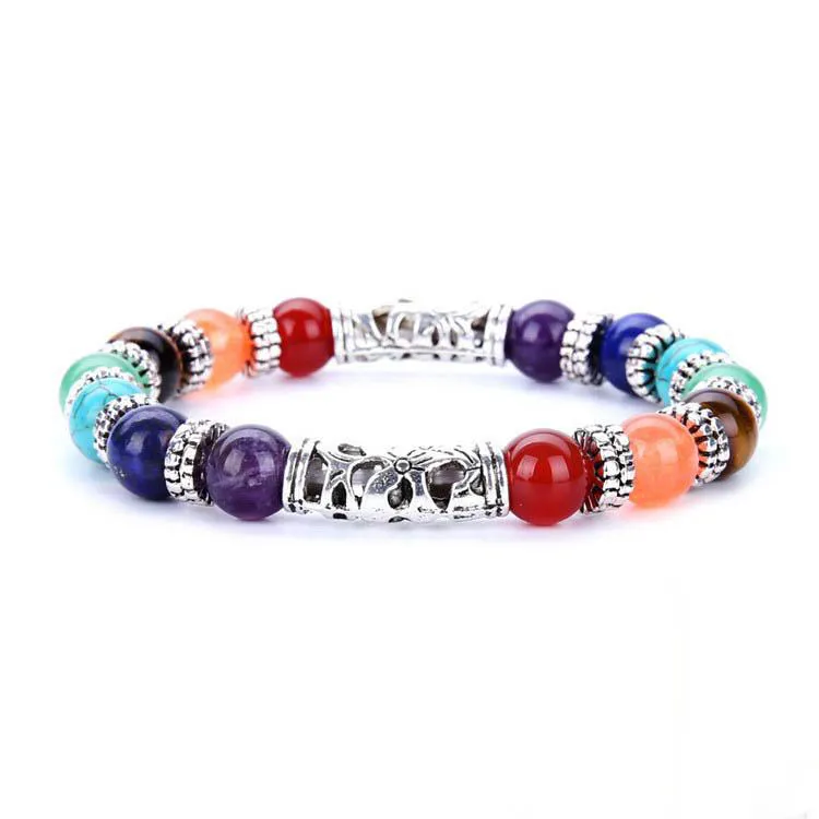 Bransoletki z kamienia naturalnego 7 Reiki Chakra Healing Balance Bransoletka Bransoletka dla kobiet Giftt Stretch Yoga Jewelry
