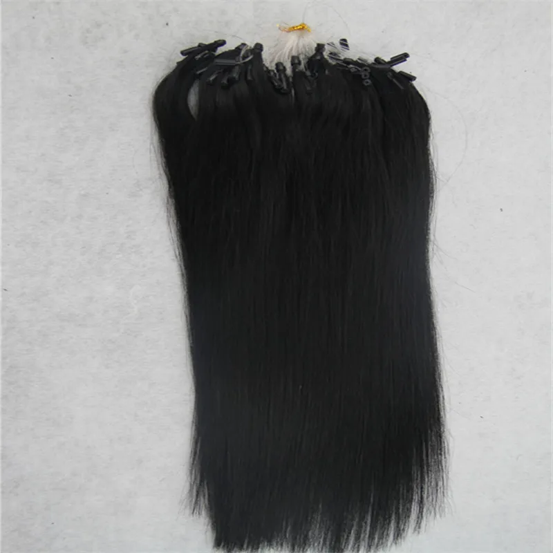 Jet Black Straight Micro Loop Ring Haarverlenging 100G Remy Micro Bead Hair Extensions 1G / Strand Micro Link Menselijk Hair Extensions