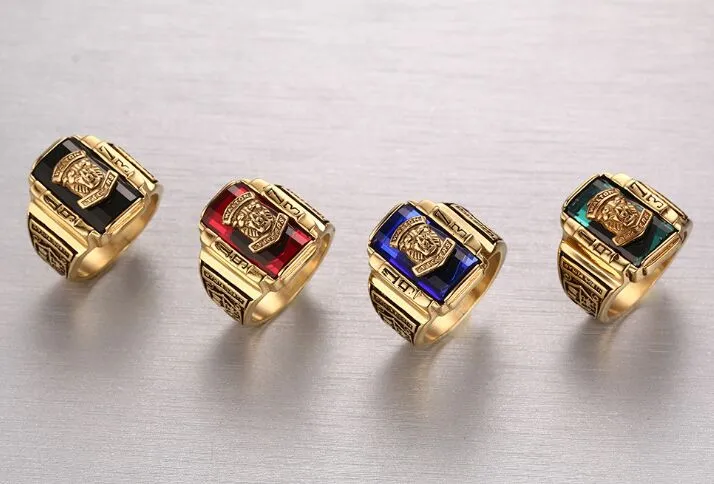 ステンレス鋼RedBlackGreenBlueラインストーン1973 Walton Tigers Signet Ring for Men18Kゴールドメッキサイズ7119933751