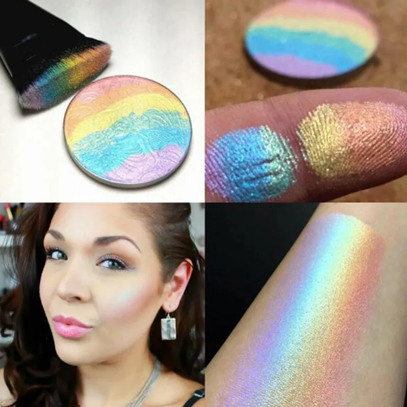 Märke Blush Makeup Highlighter Face Powder Colorete Women Beauty Make Up Rainbow Highlighter Blush Powder Gratis frakt