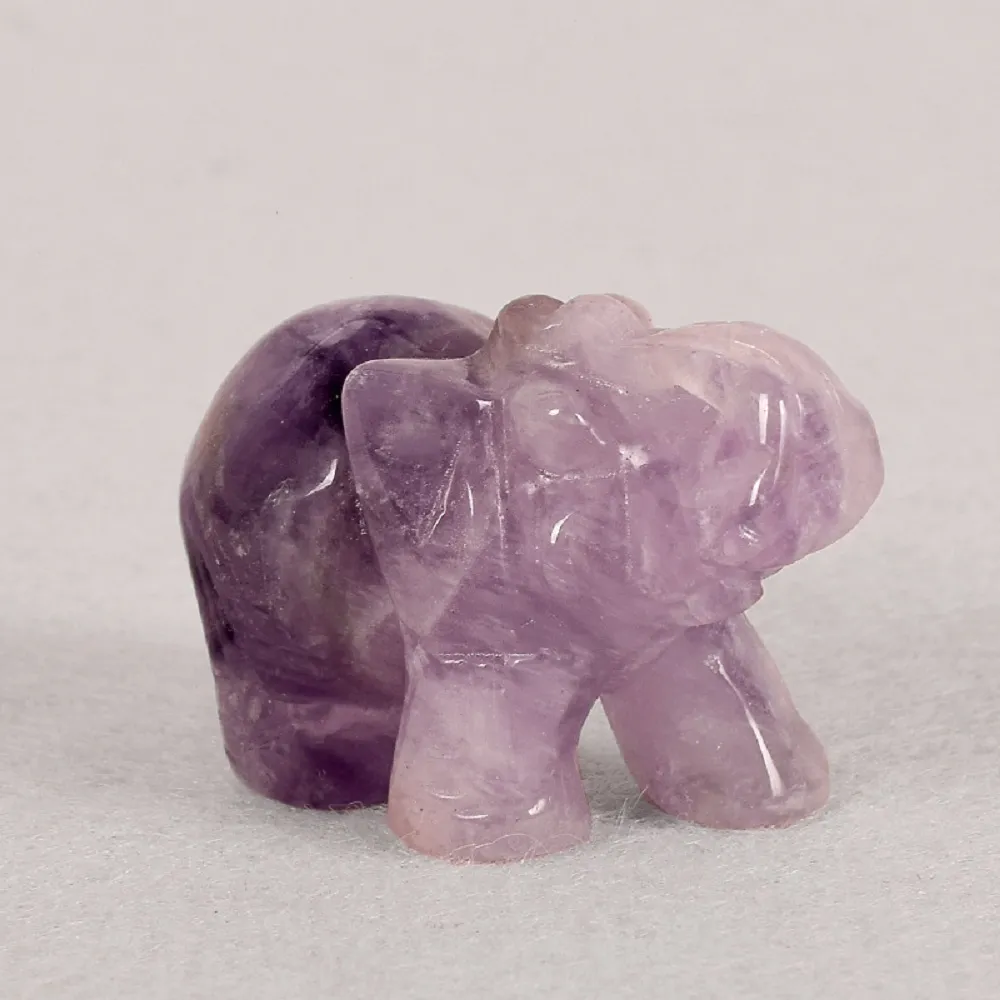 1 st Natural Healing Amethyst Elephant Pocket Carved Gemstone Crafts Crystal Animal Totem Spirit Stone Figurines