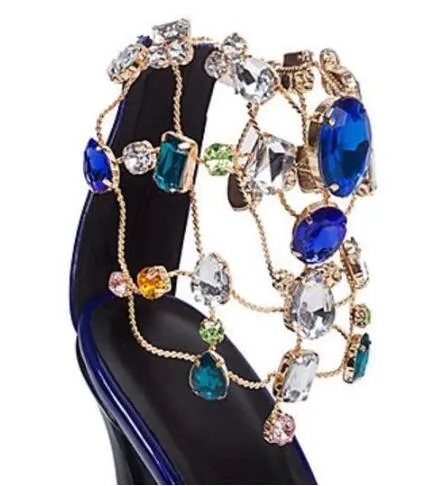 Mavi elmas Sandalet 2018 glitter Taklidi Sandalet Yaz burnu açık ünlü Düğün Ayakkabı Kadın Sandalias Mujer