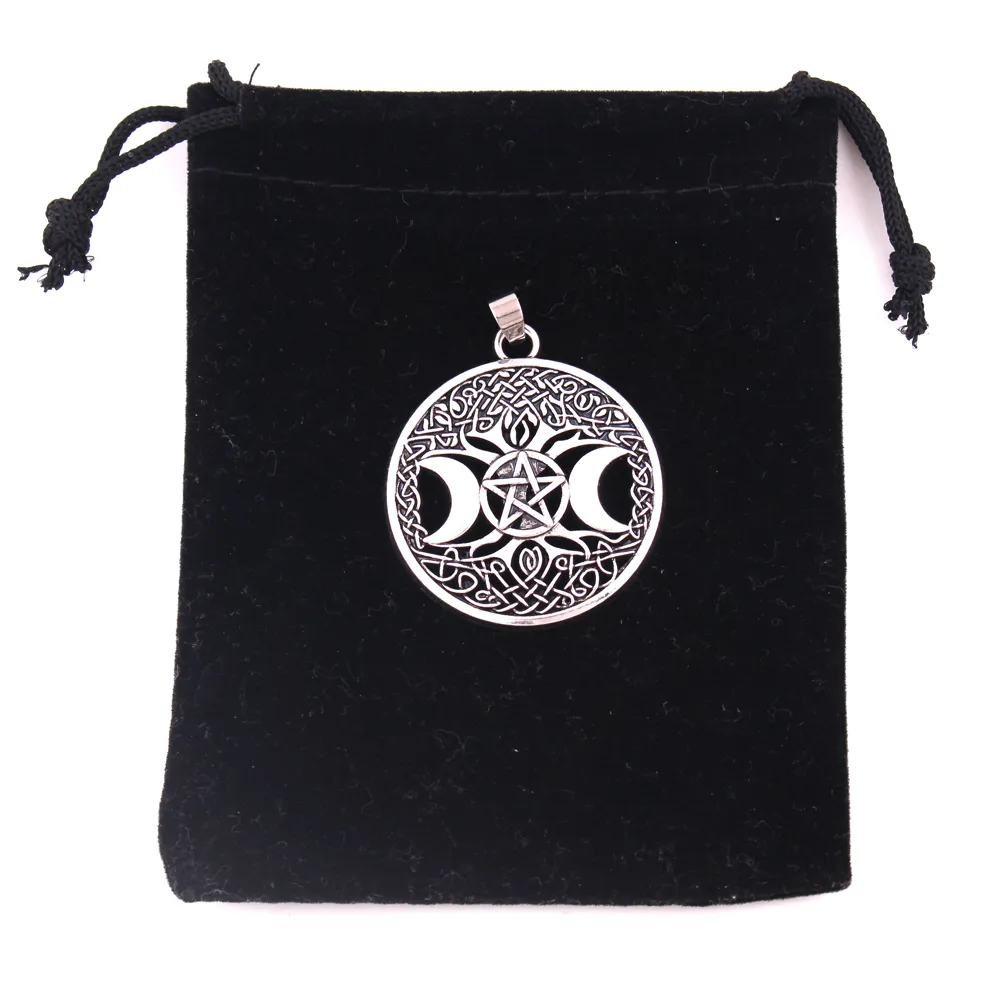 Triple Moon Bogini Wicca Pentagram Magic Amulet Wiselant Women Tree Moon wisiorki Vintage Jewelry5591155