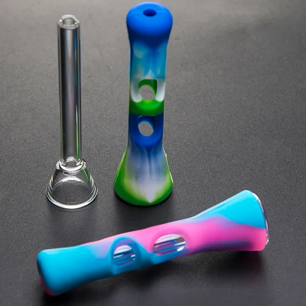 Mini pipa de mano de silicona con tubo de vidrio, pipas de silicona de colores, pipas para fumar hierba, filtro de cigarrillo, herramienta de mano para tabaco