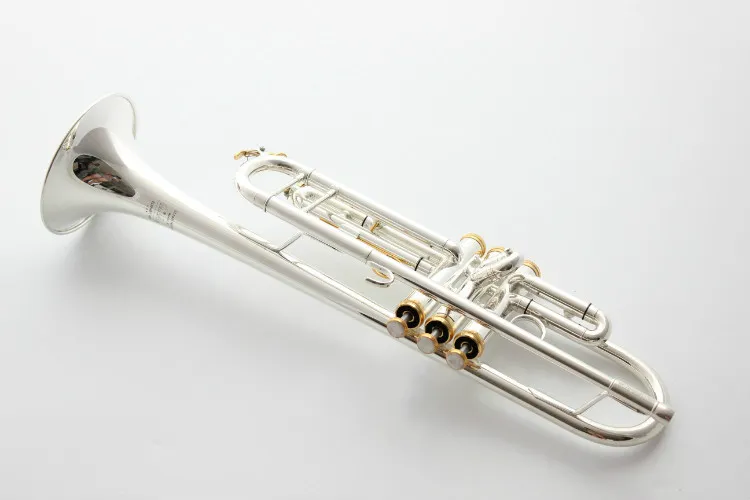 Professionella musikinstrument LT180S-37GS BB Trumpet B Plant Högkvalitativ mässing Silverpläterad med fallmunstycke