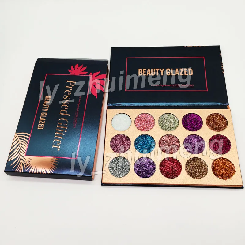 2018 Beauté Glazed Glitter Injections Pressé Glitters Fard À Paupières Diamant Rainbow Make Up Cosmétique 15 Couleurs Eye Shadow Magnet Palette