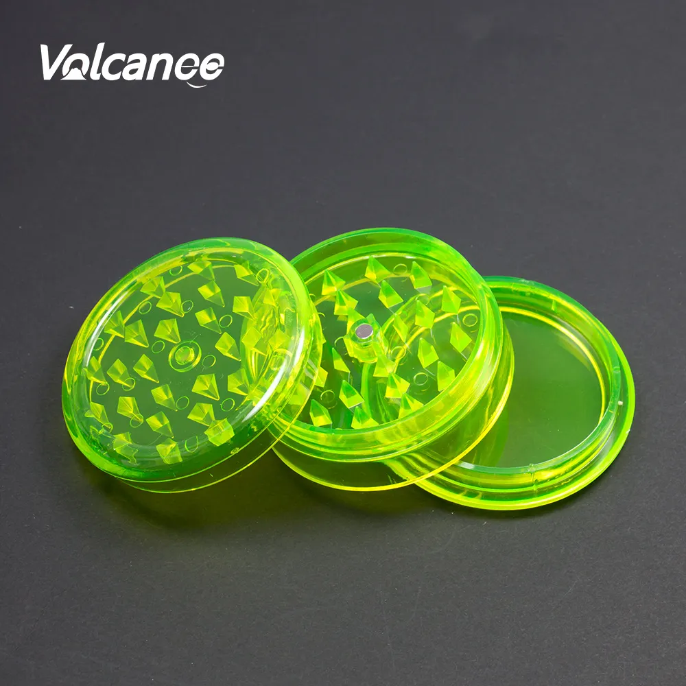 Volcanee Wholesale Newest Plastic 60mm magnetic herb Grinders 3 Parts for dry herb Grinder