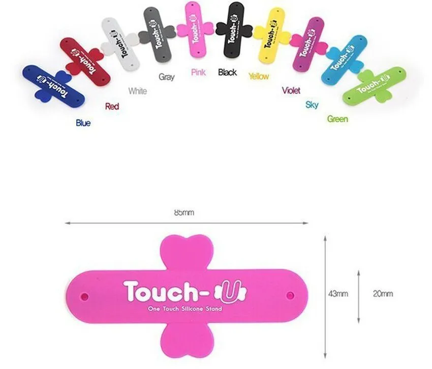 Universel Mini Touch U One Touch Silicone Souple Téléphone Stand Anneau Support De Montage Pour Smartphone iPhone Samsung Téléphone Grip 2000 pcs/lot