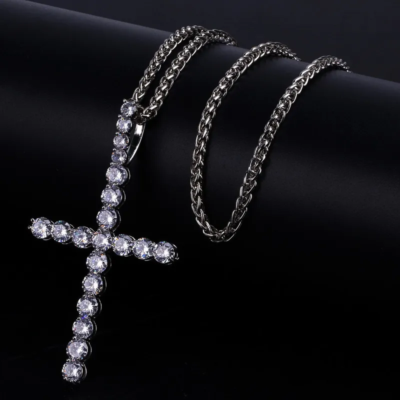 8 disegni opzioni Collana con croce di moda Collana con pendente a croce con chiave unghie placcata in oro CZ uomo donna NL-749