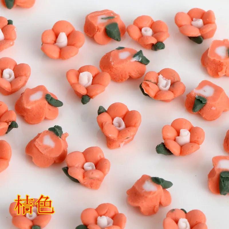 100 / colori misti 10mm fiore di plastica perline fai da te piatto cabochon in resina con mestiere di paillette