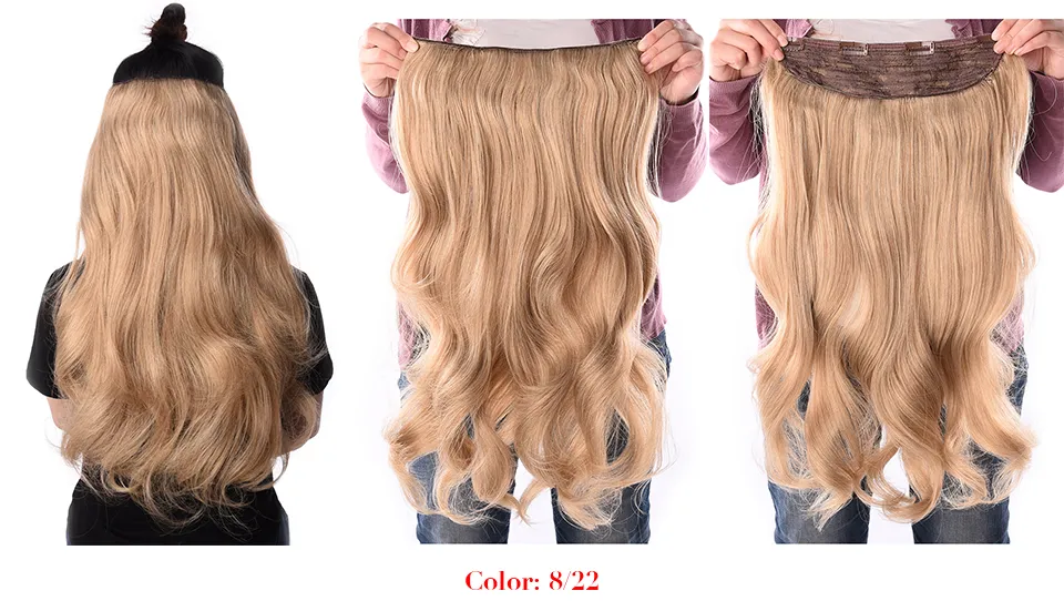 190g 24 pouces Clip ondulé étiré dans les extensions de cheveux synthétiques fibre résistante à la chaleur 4 clips une pièce 17 couleurs disponibles7284375