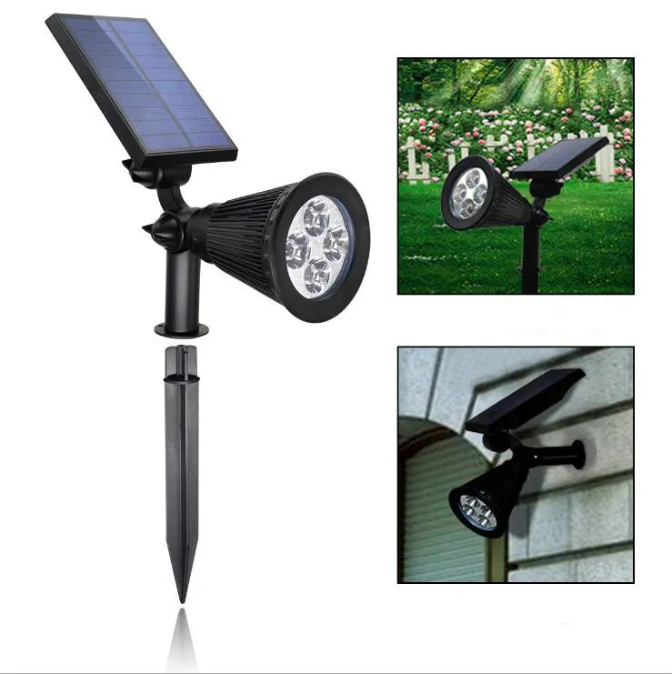 WOXIU Solar Lawn Light 4LED Solar Powered Spot Light Home Garden Wall Landscape Lighting Sensor Light