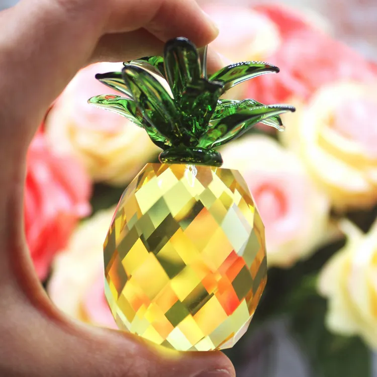 40mm Cut Crystal Crafts Pineapple Crystal Glass Paperweight Figurine Quartz Ornaments Home Decoration Christmas Souvenir Gifts