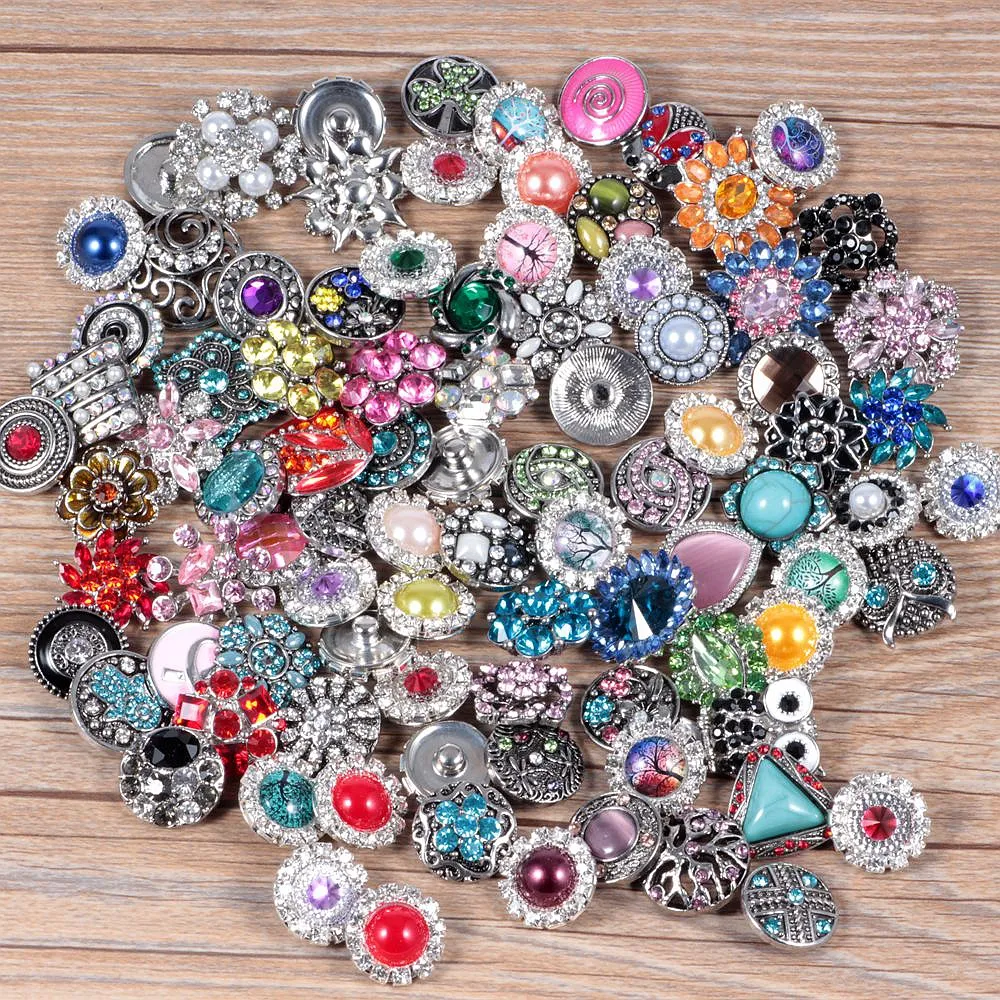 Wholesale Mixed Metal Rhinestone Snap Button Charms For DIY Missoma Jewelry 18mm Size From Value222 31.95 DHgate.Com