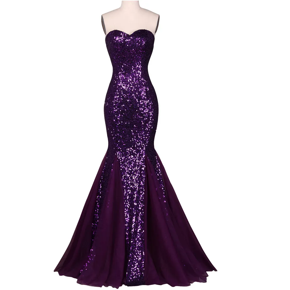 Real Sexy Purple Sequin Mermaid Prom Dresses Long Strapless Corset Evening  Gowns Floor Length Formal Wear From Achive, $85.43 | DHgate.Com