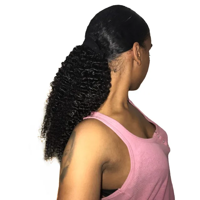 3B 3C Kinky Curly Rabo De Cavalo Para As Mulheres Remy Cabelo 1 Peça Clipe Na Extensão Rabos De Cavalo Natural Preto 100% Cabelo Humano