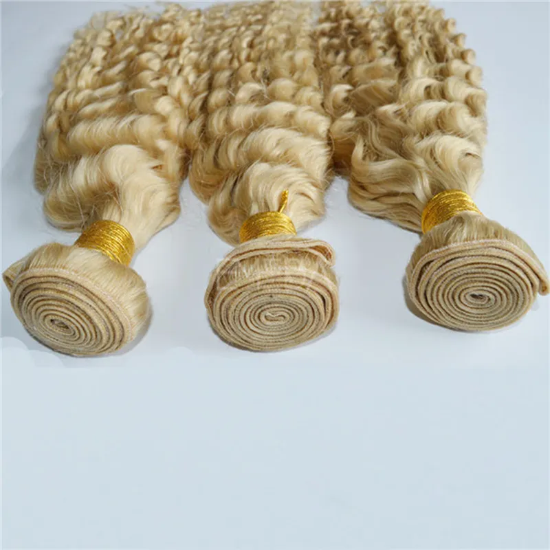 Moda cor loira 613 onda profunda feixes de cabelo humano 100 cabelo remy brasileiro não processado 100gr peça 3 pacotes lote transporte da gota