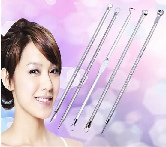 Face Skin Care Stainless Steel Blackhead Blemish Acne Pimple Extractor Remover Kit Tool