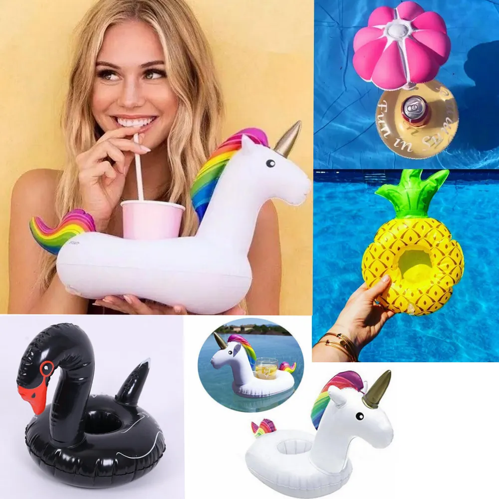 17 Styles Inflatable Swim Drink Floats Cup Holder Summer Pool Bath Beach Beverage Boat Drink Holder EEA97 330pcs