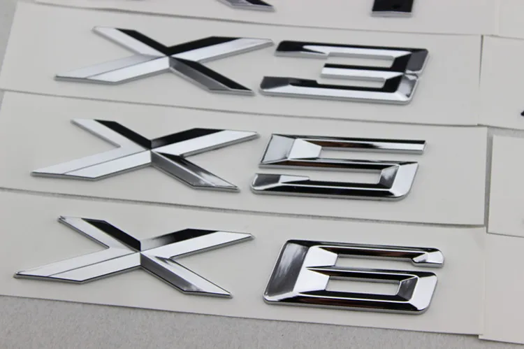High Quality New Car Styling 3D Chrome Silver and Black X1 X3 X5 X6 GT Letters Emblem Rear Trunk Boot Badge Logo Sticker For BMW
