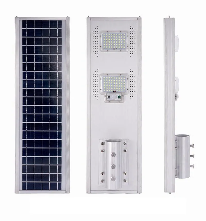 50W 100W 150W Luz de rua solar de alumínio à prova d 'água IP66 integrado tudo em uma lâmpada solar EUA enviados pela porta do mar a porta