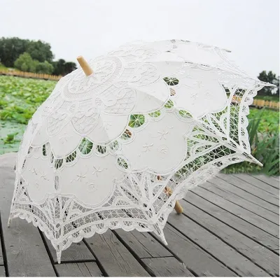 Ombrello In Pizzo Ricamato Per Matrimoni - Parasole Elegante Doppio Strato