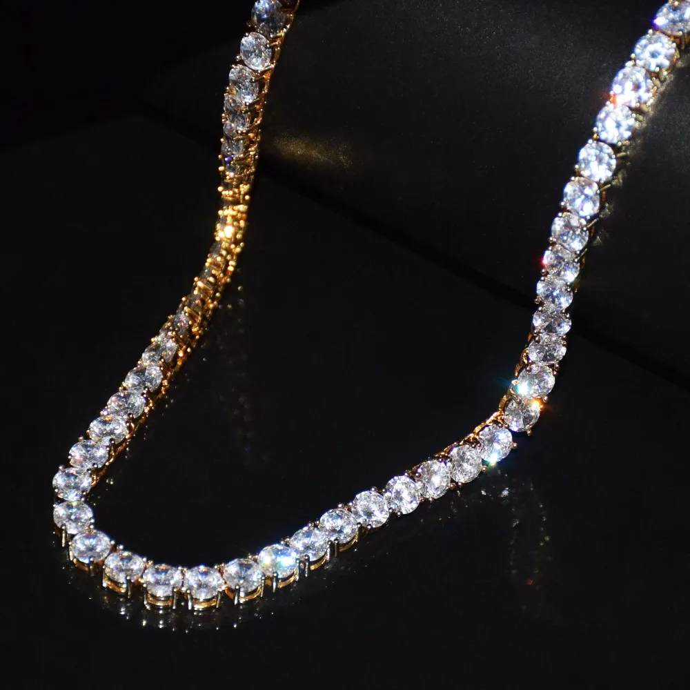 6mm Iced Out Zircon 1 Row Tennis Chain Halsband Hip Hop Jewelry Gold Silver Copper Material Men CZ Necklace Link 20Inch5526434