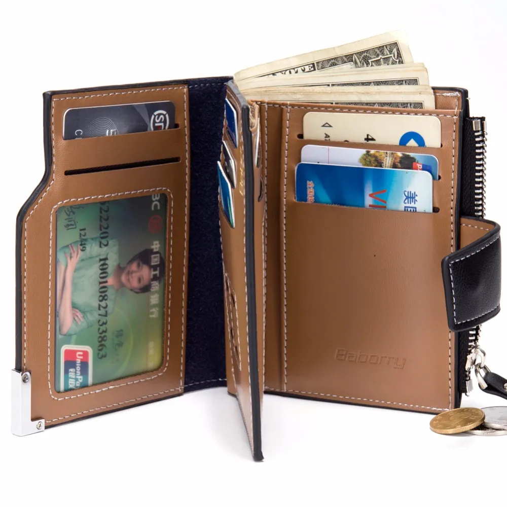 Men Wallet Coin Bag zipper ID Credit Card Holder Bifold Coin Purse Top Brand Wallet Pockets Promotion Gift