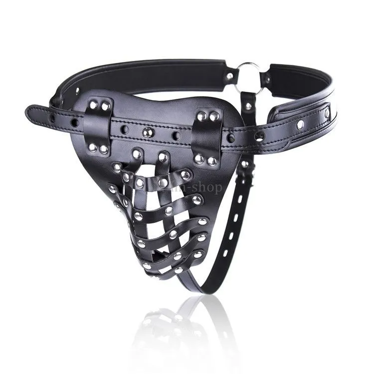 Black Pu-Lather mâle de la courroie de chasteté culotte de plaignage fétiche de serrage de bondage Man G94.