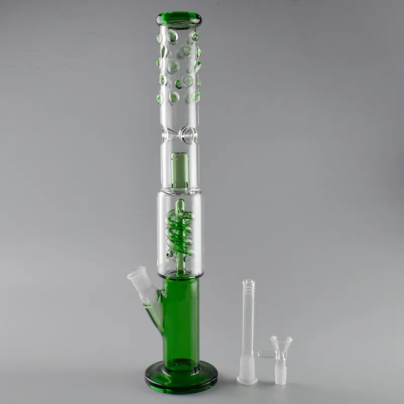 Cachimbo de água de vidro verde de 16,7 polegadas com pitada de gelo para uma experiência de fumar suave