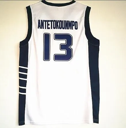 La maglia da basket bianca della nazionale greca della lettera, 2018 NUOVA ANTETOKOUNMPO 13 Maglie da basket, Maglie da basket da ginnastica TOPS