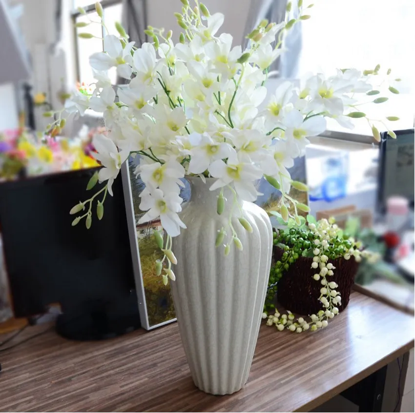 Hoge kwaliteit kunstmatige real touch bloemen wit blauwe orchidee touch bloemen voor thuis bruiloft decoratie eettafel decor