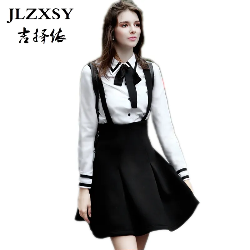 JlzxSY New Fashion Women Elegancki pasek Spódnica Wysoka Talia Suspender Spódnica Plisowana Huśtawka Kreskowa Suknia Ball Mini