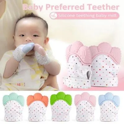 5 Color Silicone Teether Baby Pacifier Glove Baby Teething Glove Newborn Nursing Mittens Kids Teether Chewable Nursing Beads CCA9976-A 30pcs