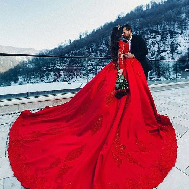 Long Sleeve Mermaid Prom Dresses Long Red Lace Gorgeous Formal Gowns SED016  – SELINADRESS