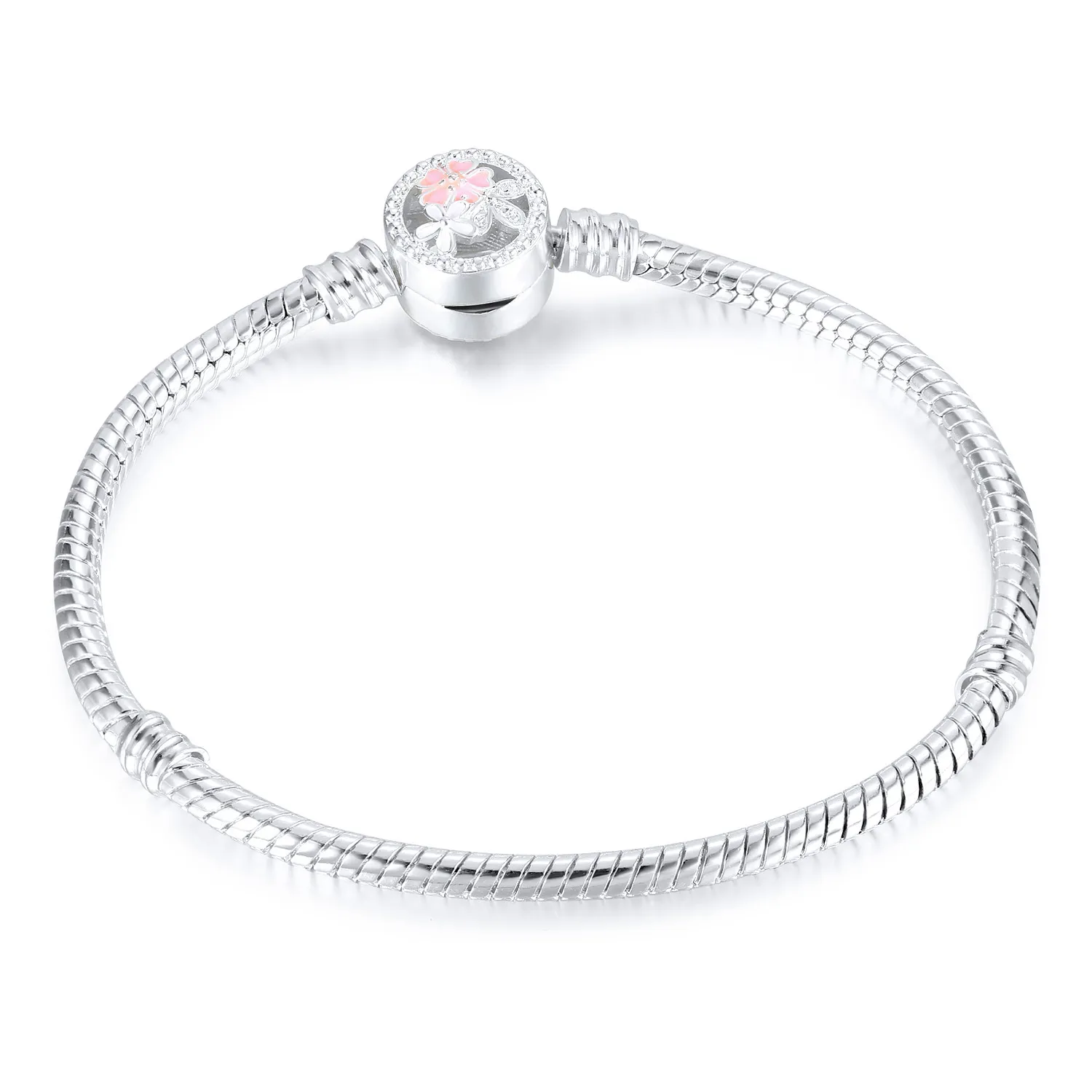 1 Stück Blume versilbert Fit Charm Perlen Armbänder Schlangenkette für Pandora Armreif Frauen Mädchen Geschenke BR010