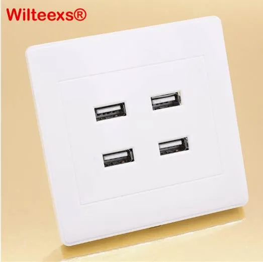 Wilteexs DC 4 Portar USB 5V 3.1a Electric Wall Charger Dock Station Socket Power Outlet Panel Plate Switch Supply Adapter Plug