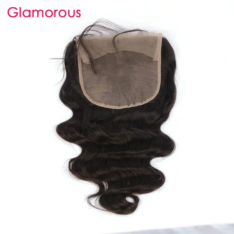 Glamorous Human Hair Closure 6x6 Koronki Zamknięcie 1 sztuka Naturalny Kolor Ciało Fala Prosta głęboka fala Curly
