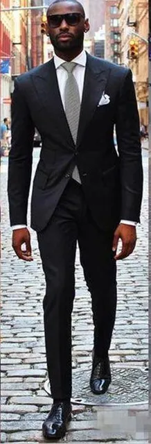 Mode dunkelgrau Slim Fit Männer Hochzeit Smoking hochwertige Bräutigam Smoking spitze Revers zwei Knopf Männer Blazer 2 Stück Anzug (Jacke + Hose + Krawatte)817