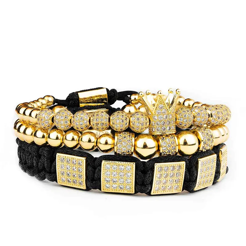 Män Armband Smycken Kronor Charms Men Armband Macrame Pärlor Armband För Kvinnor Pulseira Masculina Pulseira Feminina Presentgåva