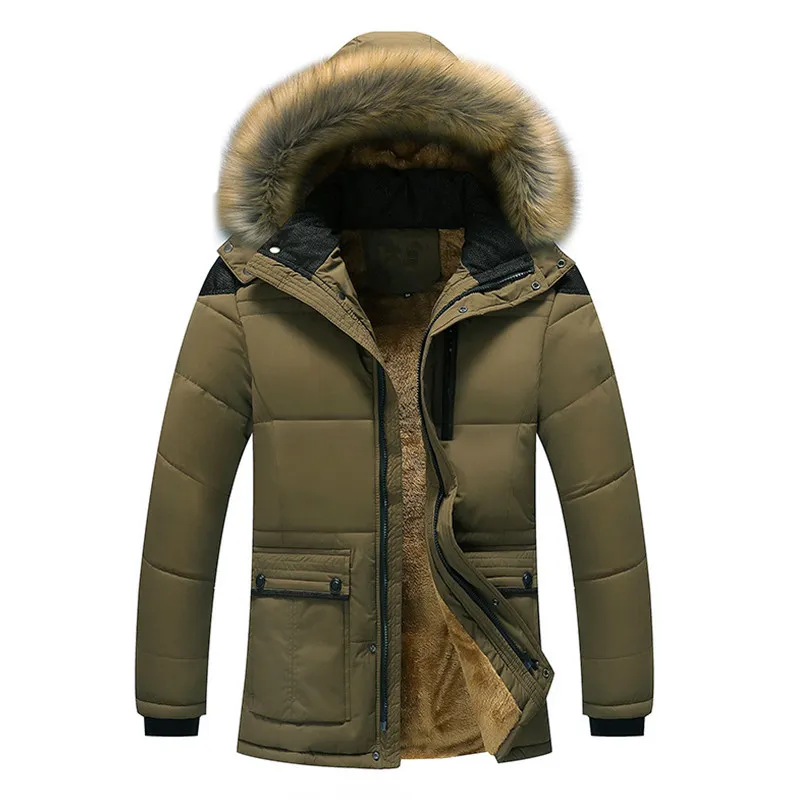 2019 Giacca invernale Middle Age Fit per -25 Uomo Plus Cappotto caldo spesso Cappotto da uomo Cappotto con cappuccio casual Taglia 4xl 5xl