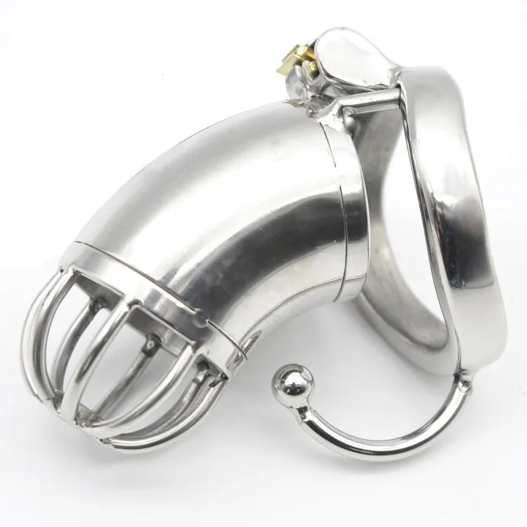 Male Long Stainless steel Chastity Cage Hook Ring Urethral Catheter Barbed Spike Ring Men Locking Belt Device Drain Tube DoctorMon9825979