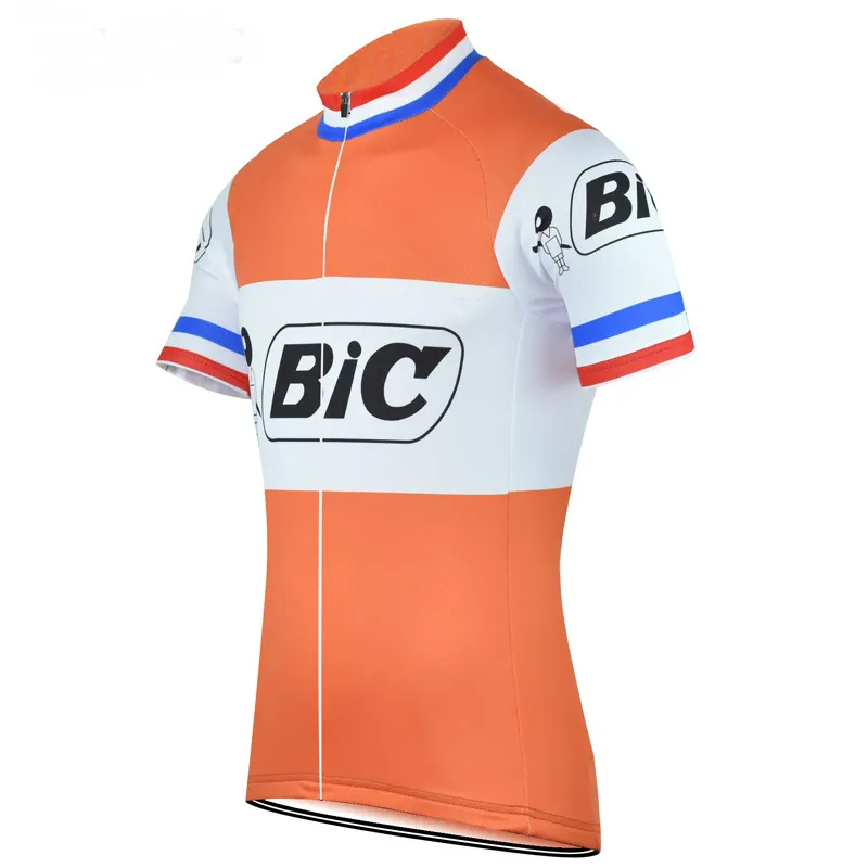 2024 BICオレンジサイクリングジャージーサマーメンズサイクリングシャツ通気性自転車服MTBロパシクリスモ自転車Maillotのみ