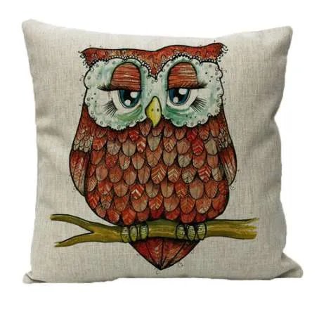 Cute Owl Linen Pillow Cover For Sofa Decorative Animal Pattern Cushion Cover 2024 From Renara 586.5 DHgate.Com