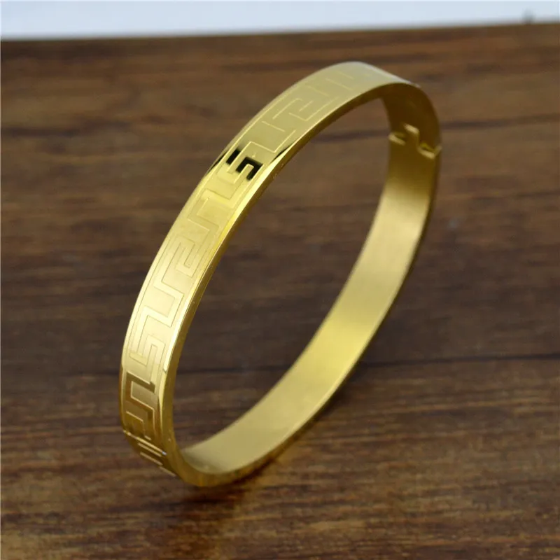 Titânio de aço pulseira de moda cor ouro eternidade homens parafuso amantes braceletsbangles