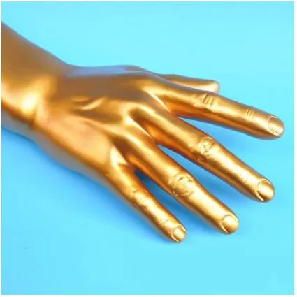 Бесплатная доставка!! Модель руки манекена PVC способа золотистая для промотирования перчаток дисплея