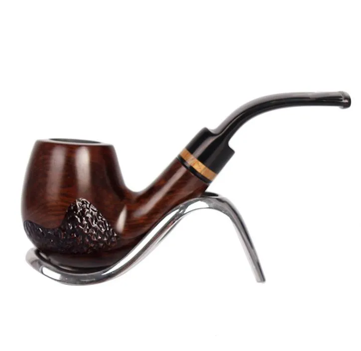 New ebony carved hand-made pipe filter solid wood smoking accessories male bent bucket