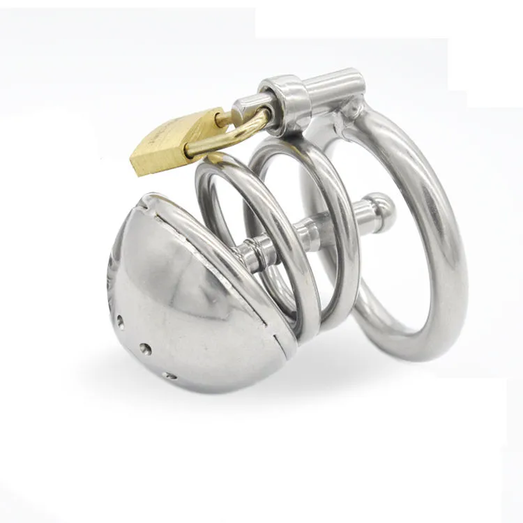 Dispositivi di castità Gabbia di castità standard con coperchio in acciaio inossidabile da uomo MonaLisa sexy con tubo saldato # R86