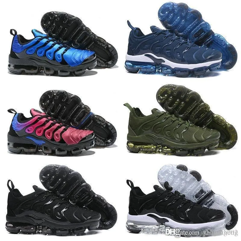 2018 YENI 2018 TN Artı Zeytin Metalik Beyaz Gümüş Colorways Ayakkabı Erkekler Koşu Ayakkabı Erkekler Için Ayakkabı Paketi Üçlü Siyah 40-45 Max TN PLUS Vapormax vapor